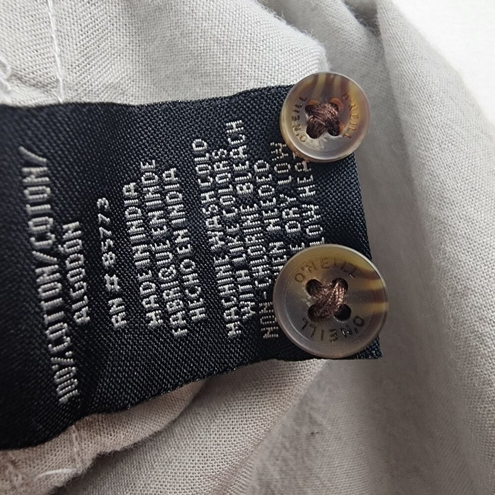 ONeill Mens XL Standard Fit Light Grey Striped Short Sleeve Button-Up Shirt - Picture 10 of 13